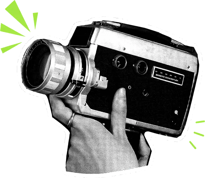 Una mano regge una cinepresa