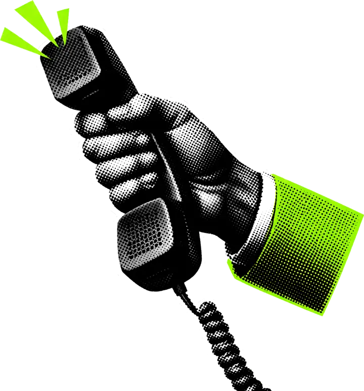 Una mano regge una cornetta del telefono